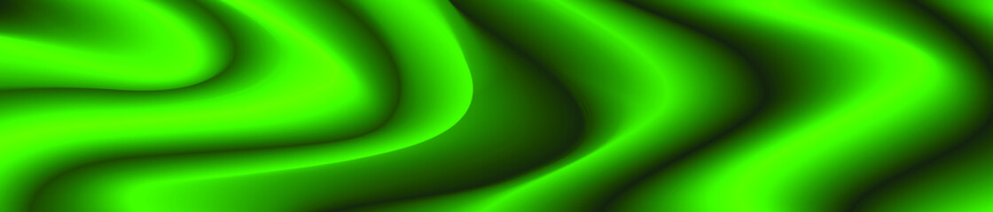 abstract horizontal background in green shades with the image of smooth wavy folds of silk fabric for decorating the interiors of rooms, studios, clubs and for decorating postcards and banners