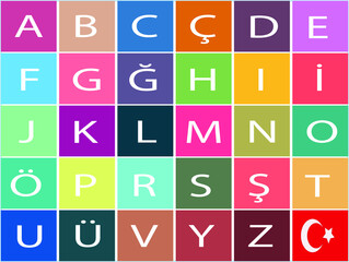 The Turkish alphabet is colorful.