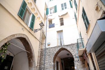 Sanremo old town known as Pigna, Italian historical city of the Ligurian riviera, in summer days with blue sky