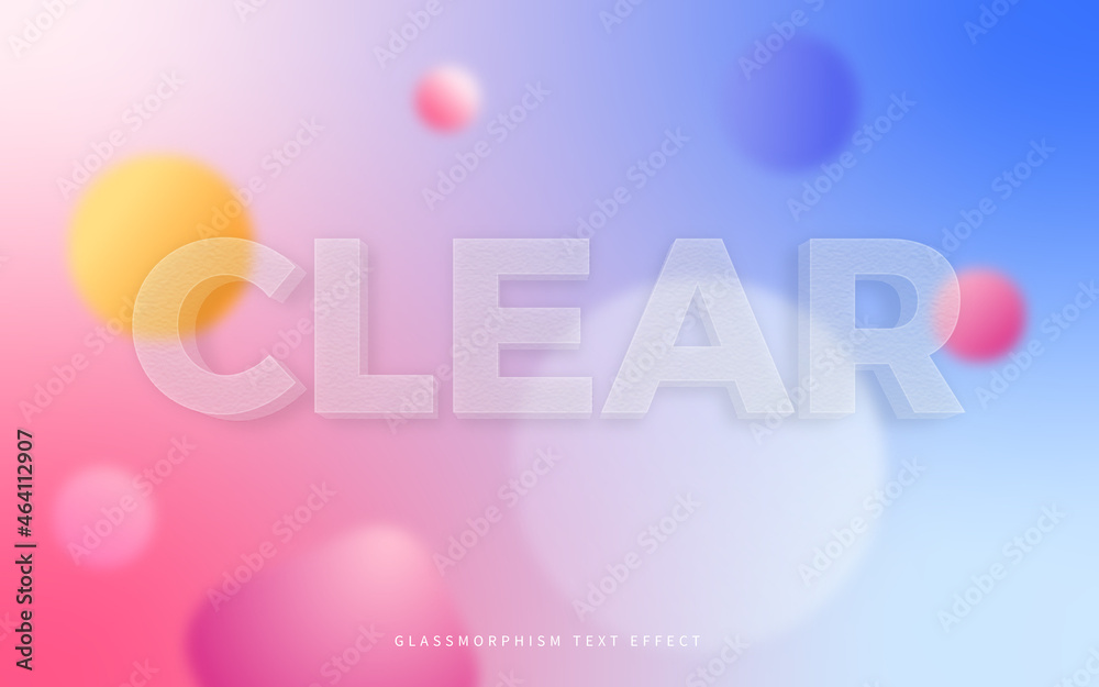 Fototapete Clear glass morphism 3d text effect. Transparent font effect perfect for title of poster, banner or web element,