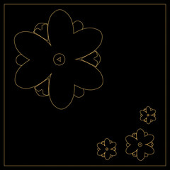 Floral botanical square golden frame with apple flowers. Dark elegant card template. Luxury design for wedding invitation, greeting card, vip women products.