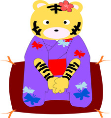 着物を着た虎の女の子