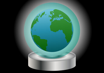 Bola de cristal con el planeta tierra