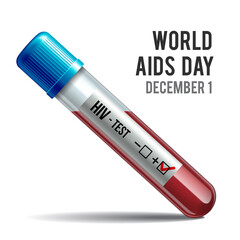 HIV test tube with blood. Symbol of World AIDS Day. - obrazy, fototapety, plakaty