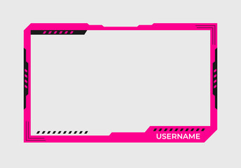 facecam overlay or Pink live Streaming screen panel overlay design neon theme. online stream futuristic technology style. Abstract digital user interface. Live streaming button.