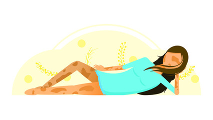 Flat Girl Woman Lies Character With Spots Vitiligo Depigmentation Disease Vector Design Style Concept People Are Equal