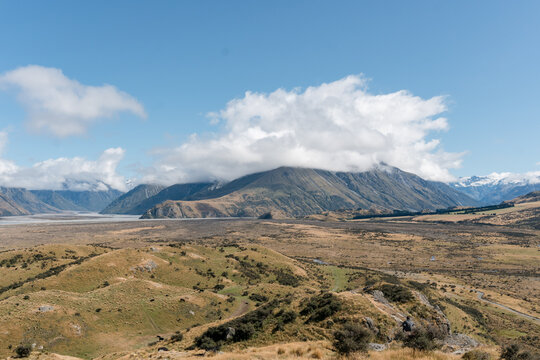 Mount Sunday, Location of Lord of the Rings city Edoras in Hakatere Conservation Park, New Zealand