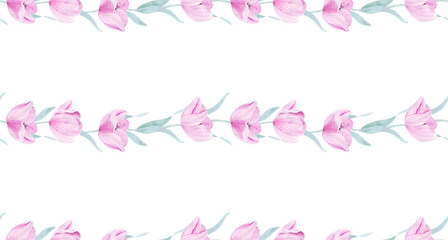Fototapeta premium Delicate pink tulip. Flower petals. Watercolor illustration for congratulations, invitations, perfumery products.