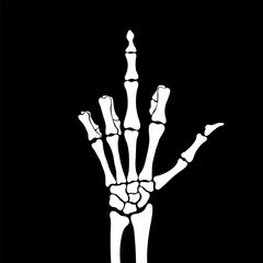 Skeleton shows middle finger, vector illustration