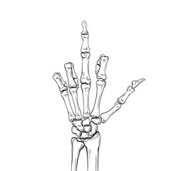 Skeleton shows middle finger, vector illustration