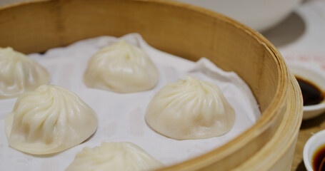 Steamed soup buns in chinese restaurant