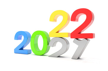 3d Illustration - 2021 - 2022 - Silvester, Neujahr, Countdown, Jahreszahlen