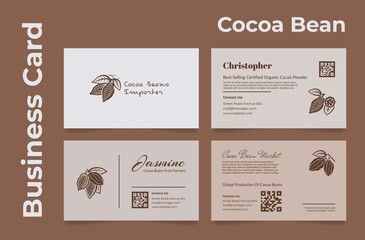 Business card cocoa bean importer set vector illustration modern identity corporate branding