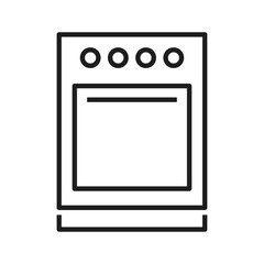 Stove oven icon line art vector illustration. Electric kitchen household appliance for cooking food