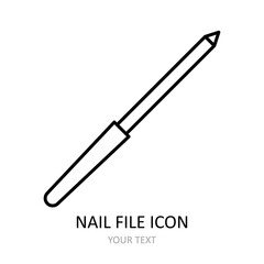 Vector illustration with manicure icon - nail file. Outline drawing.