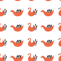 Obraz premium Seamless pattern. Vector illustration with national Russian Mezen painting. Doodle drawing.
