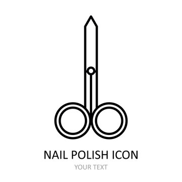 Vector illustration with manicure icon - nail scissors. Outline drawing.