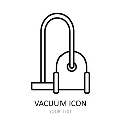 Vector illustration with vacuum con. Outline symbol.