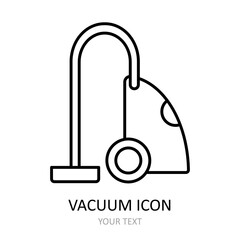 Vector illustration with vacuum con. Outline symbol.