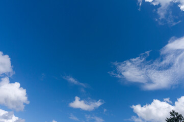 Naklejka na ściany i meble The sky with clouds. Blue sky and clouds. White clouds in the blue sky.