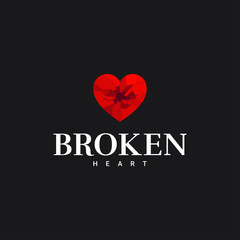 Broken heart logo on black design background