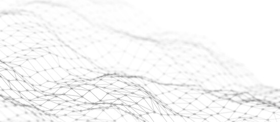 Abstract illustration with connected dots and lines. Digital network background. 3D rendering.
