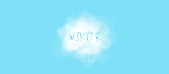 Naklejka na ściany i meble Winter. White cloud. On a blue background. Illustration banner.