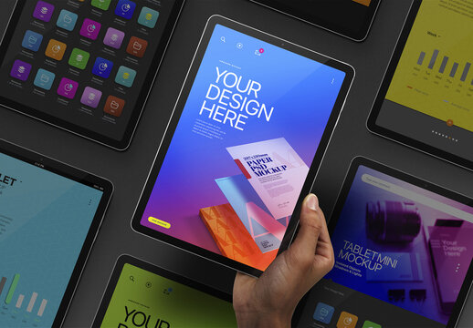 Hand Holding Tablet Mockup