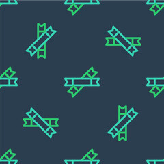 Line Sugar stick packets icon isolated seamless pattern on blue background. Blank individual package for bulk food products as coffee, salt, spices. Vector