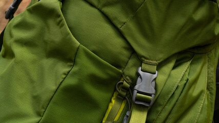 camping and trekking bag strap and clip detail 