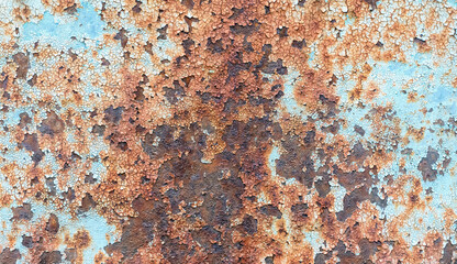 Rusty metal texture background for grungy background, brown and blue tones