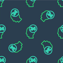 Line Support operator in touch icon isolated seamless pattern on blue background. Concept for call center, client support service. Vector