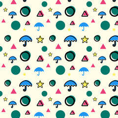 pattern or texture playground child, wallpaper, background, umbrella, circle, triangle, star.