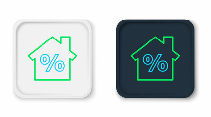 Line House with percant discount tag icon isolated on white background. Real estate home. Credit percentage symbol. Colorful outline concept. Vector