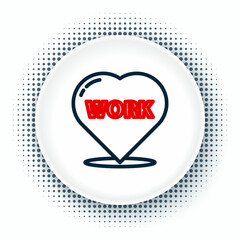 Line Heart with text work icon isolated on white background. Colorful outline concept. Vector