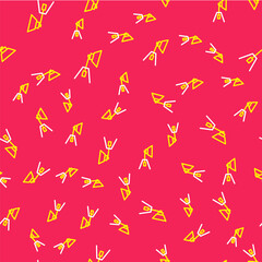 Line Movie spotlight icon isolated seamless pattern on red background. Light Effect. Scene, Studio, Show. Vector