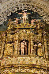 Fototapeta na wymiar Burgos, Spain - 16 Oct, 2021: Altar of the Chapel of the Condestable in the Style Gothic Cathedral of Burgos, Castilla Leon
