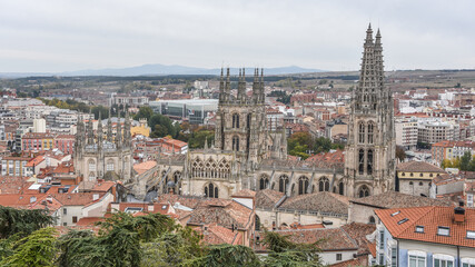 Fototapeta na wymiar Burgos, Spain - 16 Oct 2021: The Santa Maria Cathedral of Burgos, Castile and Leon