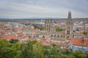 Fototapeta na wymiar Burgos, Spain - 16 Oct 2021: The Santa Maria Cathedral of Burgos, Castile and Leon