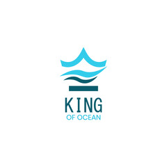 Blue Crown with Sea Wave logo design