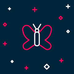 Line Butterfly icon isolated on blue background. Colorful outline concept. Vector