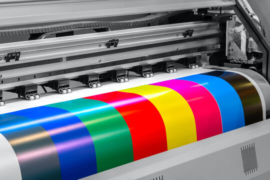 Wide-format inkjet printer, prints color stripes for proofing