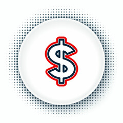 Line Dollar symbol icon isolated on white background. Cash and money, wealth, payment symbol. Casino gambling. Colorful outline concept. Vector