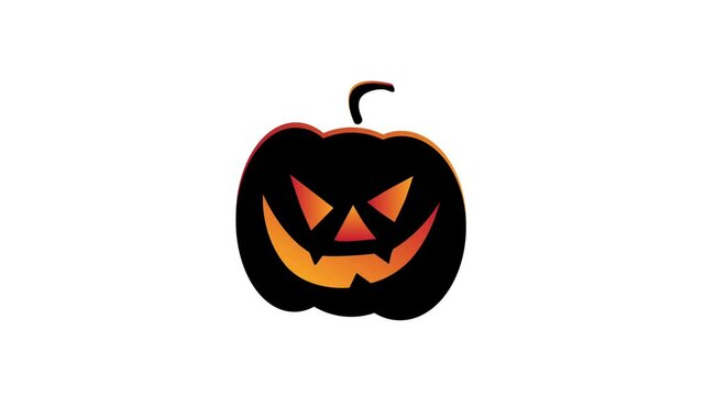 Halloween pumpkin with scary face. Jack-o-lantern animation on white background
