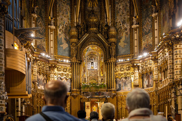 The view of Santa Maria de Montserrat, an abbey of the Order of Saint Benedict located on the...