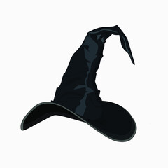 Halloween cap. Black witch hat. Vector