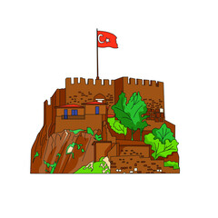 Ankara Castle, Turkey. Vector İllustration