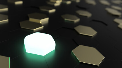 3D futuristic hexagon mosaic background, illustration