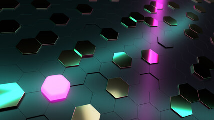 3D futuristic honeycomb mosaic background, illustration