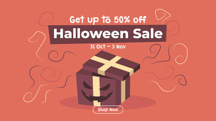 Halloween Sales Promotion Banner Design Vector Template